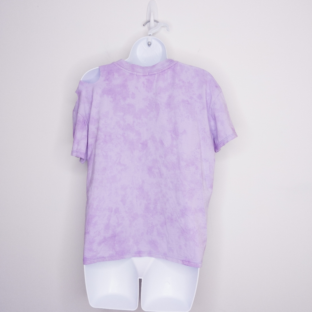 Somewhere West Cutout T-shirt Medium Purple Women's Tie-dye Top - Picture 2 of 5